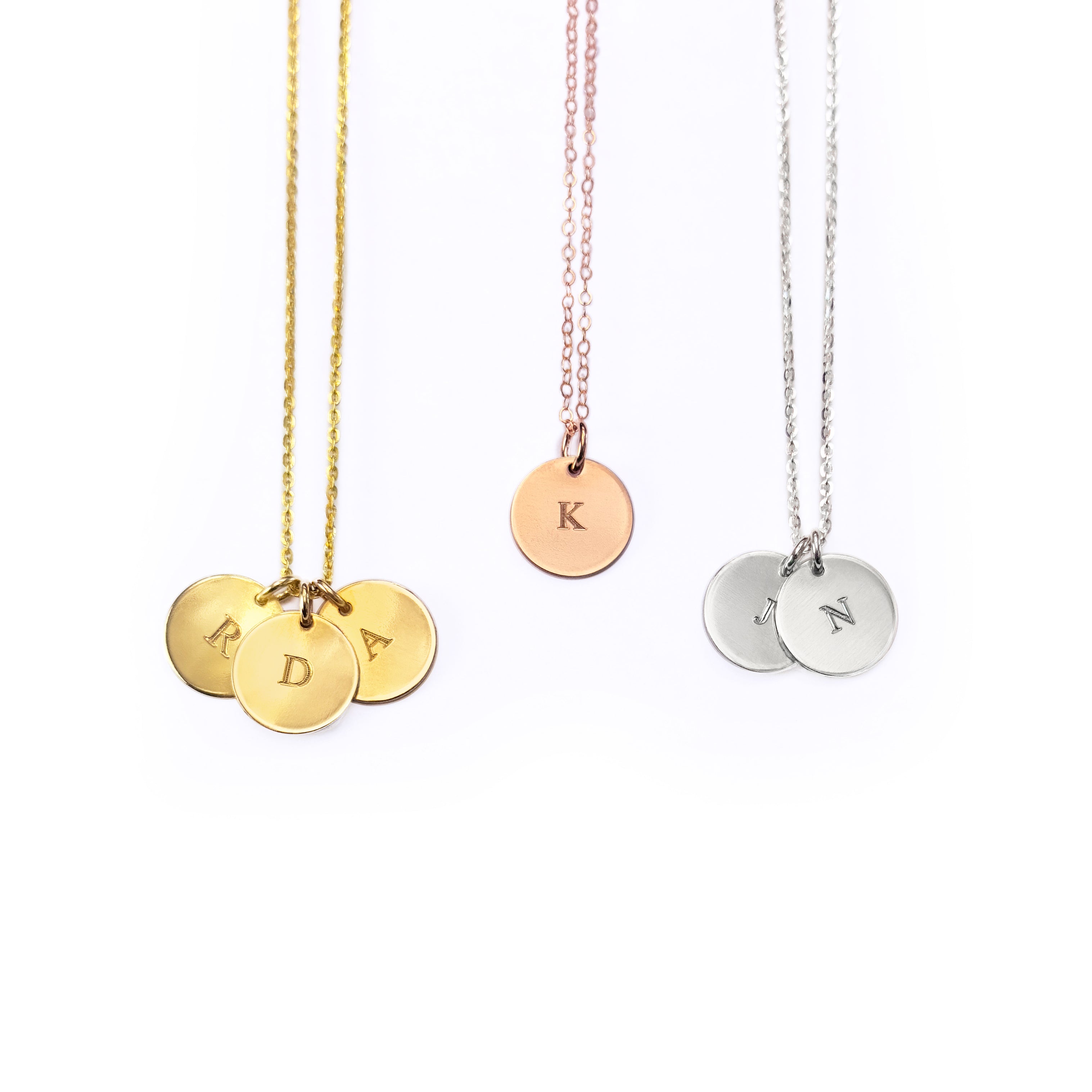 Personalized initial disc gold, rose gold , or sterling silver necklace, custom necklace for graduation, letter pendant necklace, family tree jewelry, dainty initial necklace, gift for mom, custom name necklace, engraved graduation gift, layered charm necklace, unique initial pendant, gold filled necklaces with initials, letter necklaces, initial jewelry for women, dainty trendy initial necklace round disc, pendant necklace engravable