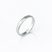 Elegant silver engraved promise ring band, 3mm width, customized with “Till Death” phrase for couples, unisex minimalist jewelry gift for anniversaries or weddings, available in sterling silver, gold, or rose gold, perfect as a Valentine’s Day or anniversary gift for him or her.