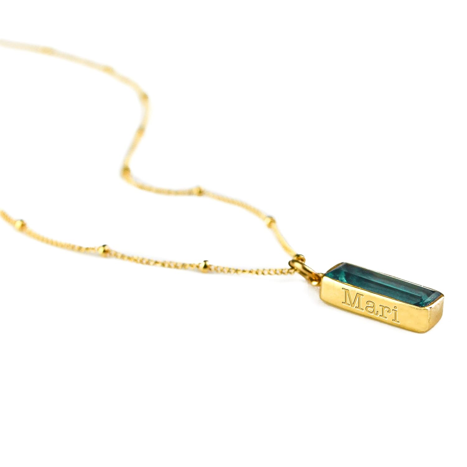 Green Tourmaline Vertical Bar Necklace : Adira Series – Danique