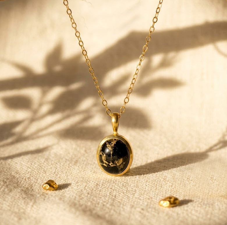 Black Obsidian Necklace – Oval Gemstone Pendant – Danique Jewelry