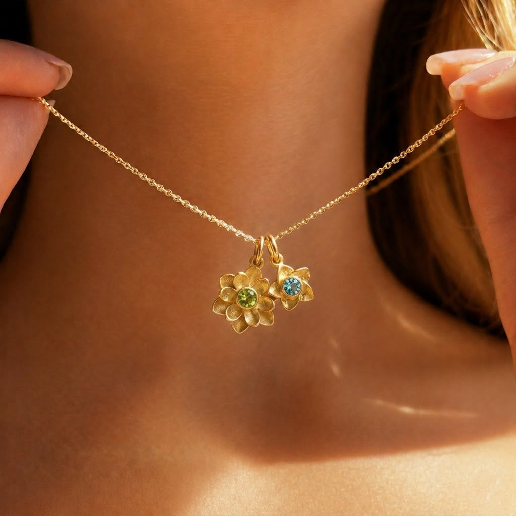 新品】IRIEBEACH Flower birthstone necklace Birth Flower Necklace 