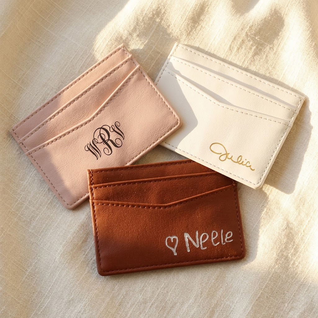 Personalized PU Leather Card Holder, Custom Slim Wallet Gift – Danique  Jewelry
