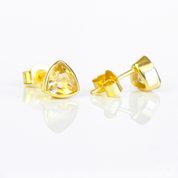 Minimalist Citrine Triangle Studs • November Birthstone