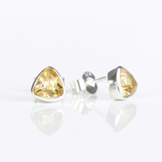 Minimalist Citrine Triangle Studs • November Birthstone