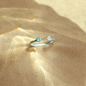 Dainty Dual Birthstone Adjustable Ring, Personalized Gemstone Ring, Mom of Two Ring, Sterling Silver, Gold, Rose, Custom Bezel Set Ring for Women