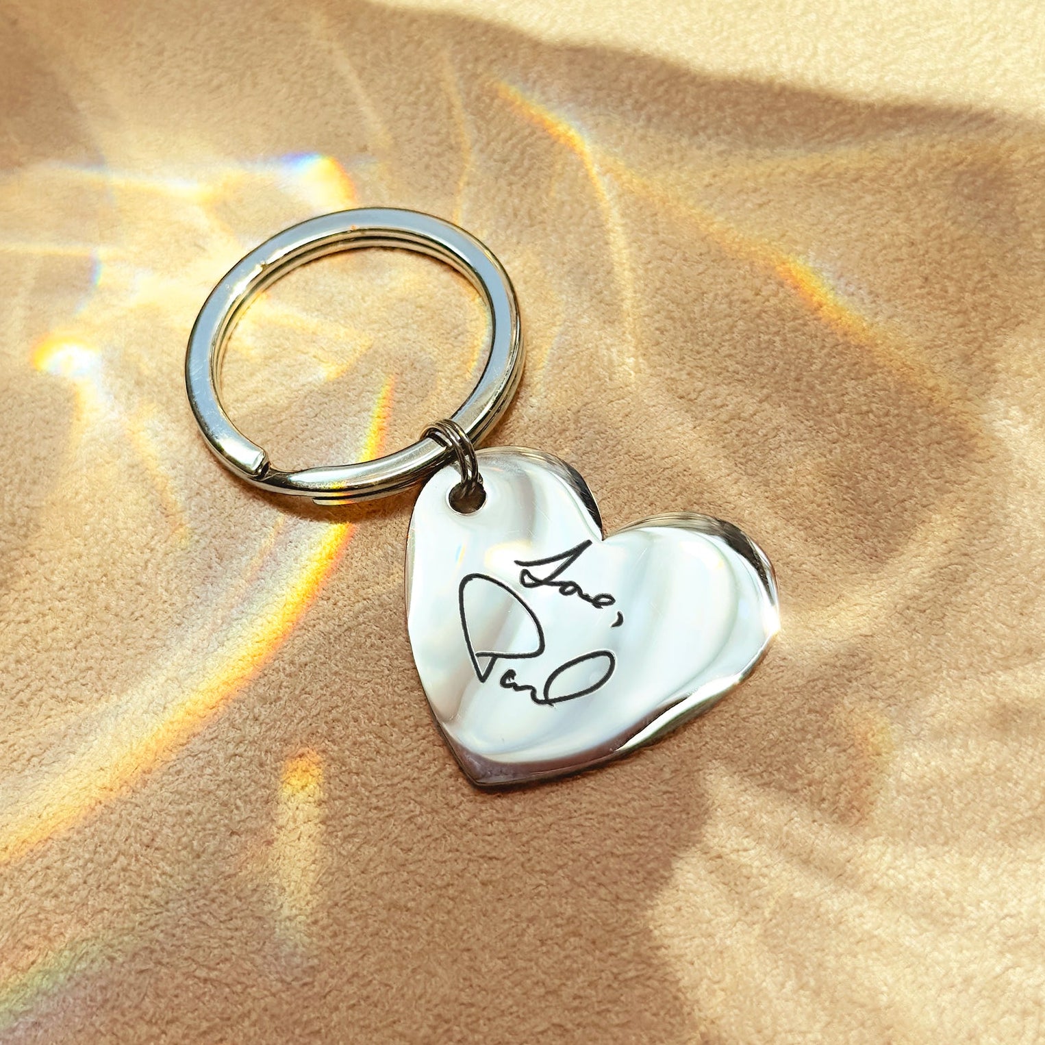 Heart Engravable Keychains Sterling Silver Personalized Heart