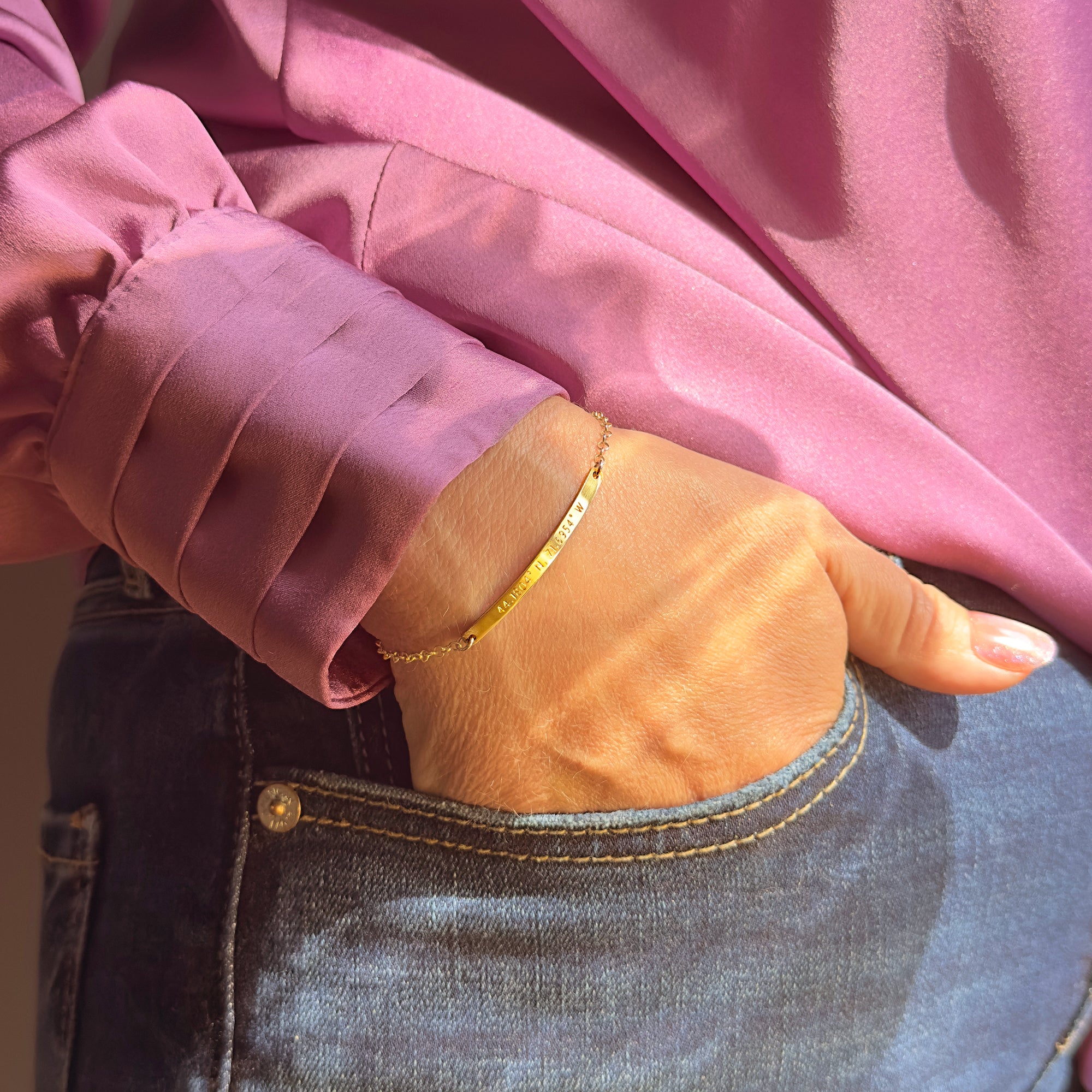 Custom Coordinates Skinny Bar Bracelet