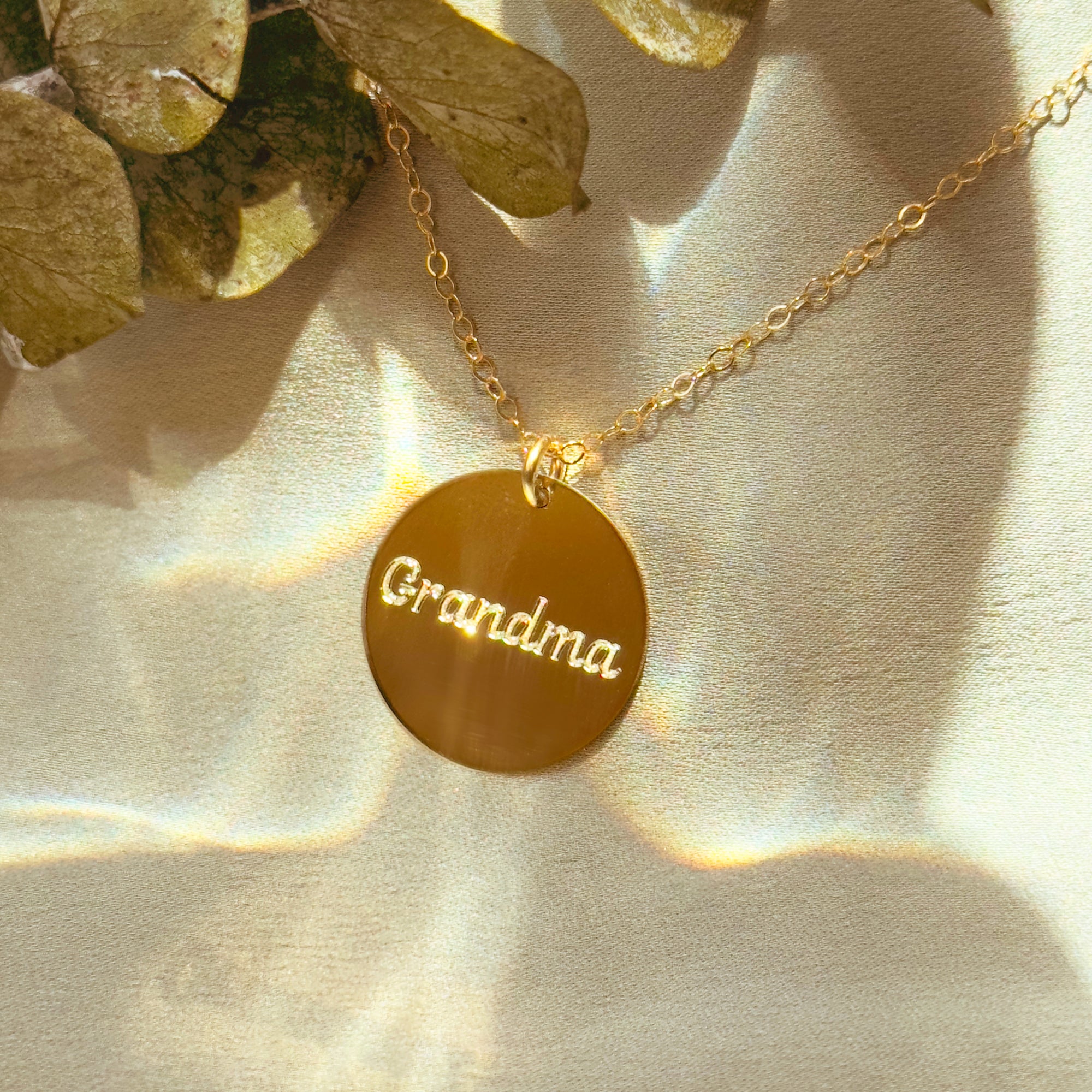 Custom Grandma Disc necklace, Custom Engraved Necklace Gift for
