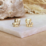 Stacked Squares Custom Stud Earrings, Boho Style Gold, Silver, Rose Gold Studs, Custom Color Multicolor Earrings, Personalized Earring Gift for Wife