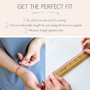 Wrist measurement guide for selecting perfect bracelet length for custom multiple baguette birthstone bracelet or personalized jewelry gift.