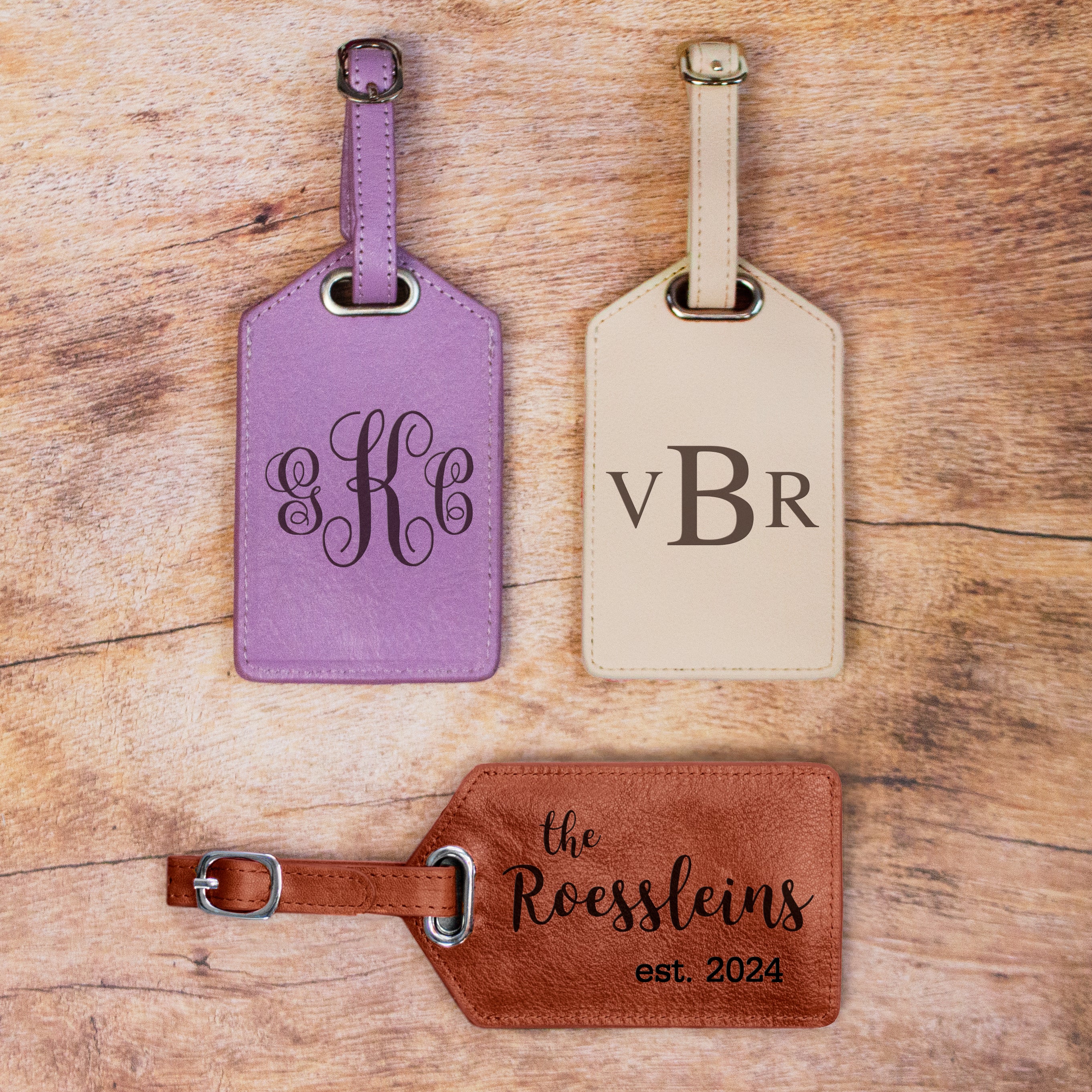 Personalized Leather Luggage Tag with Monogram or Handwriting Danique Jewelry