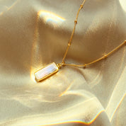 Rainbow Moonstone Vertical Bar Necklace : June Birthstone : Adira Series