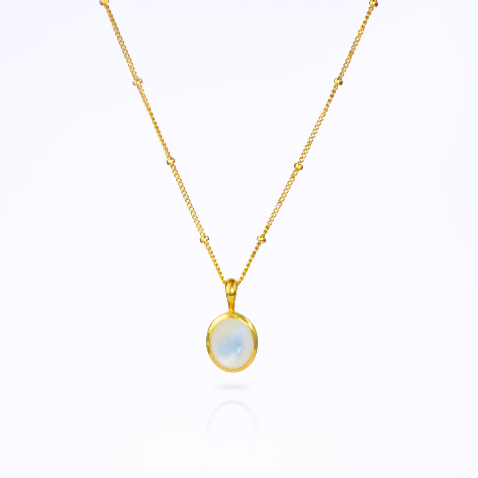 Mother of Pearl Cabochon Oval Necklace Danique Jewelry