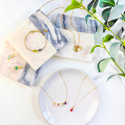 Personalized Cabochon Birthstone & Name Necklace