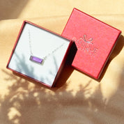 Purple Amethyst Bar Necklace : February Birthstone : Adira Series