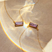 Purple Amethyst Bar Necklace : February Birthstone : Adira Series