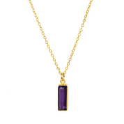 Purple Amethyst Vertical Bar Necklace : February Birthstone : Adira Series