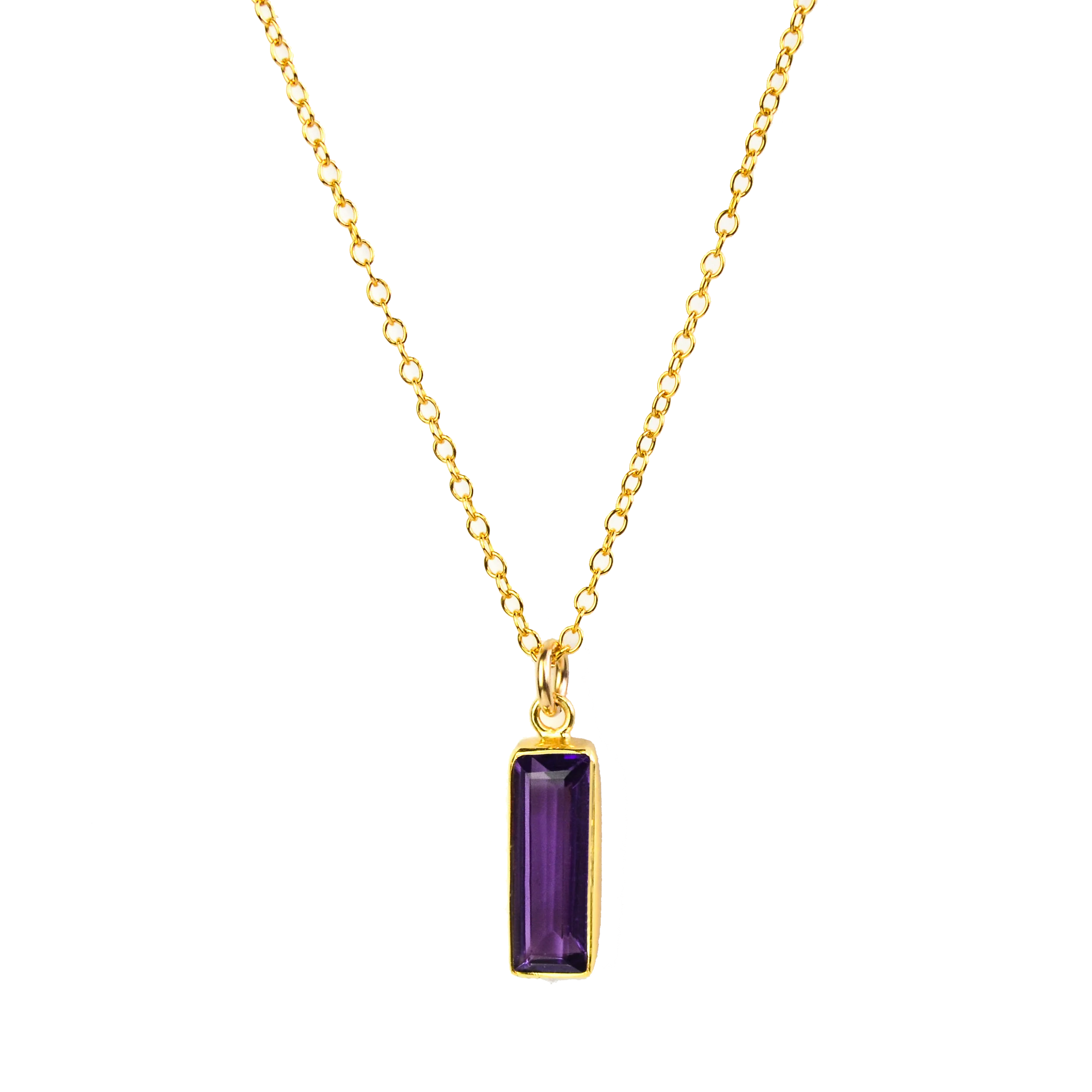 Purple Amethyst Vertical Bar Necklace : February Birthstone : Adira Series