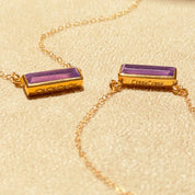 Purple Amethyst Bar Necklace : February Birthstone : Adira Series