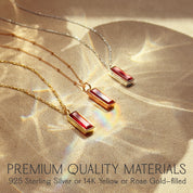 Ruby Vertical Bar Necklace : July Birthstone : Adira Series