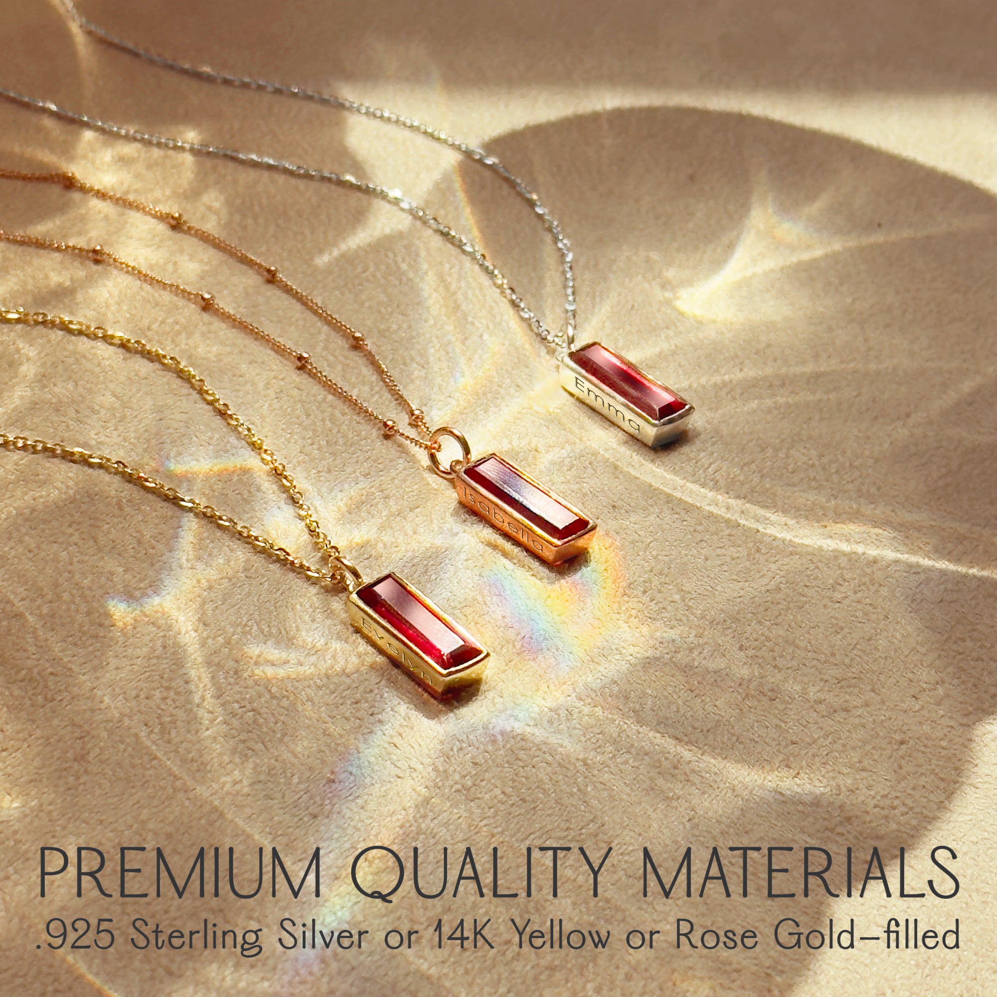 Ruby Vertical Bar Necklace : July Birthstone : Adira Series