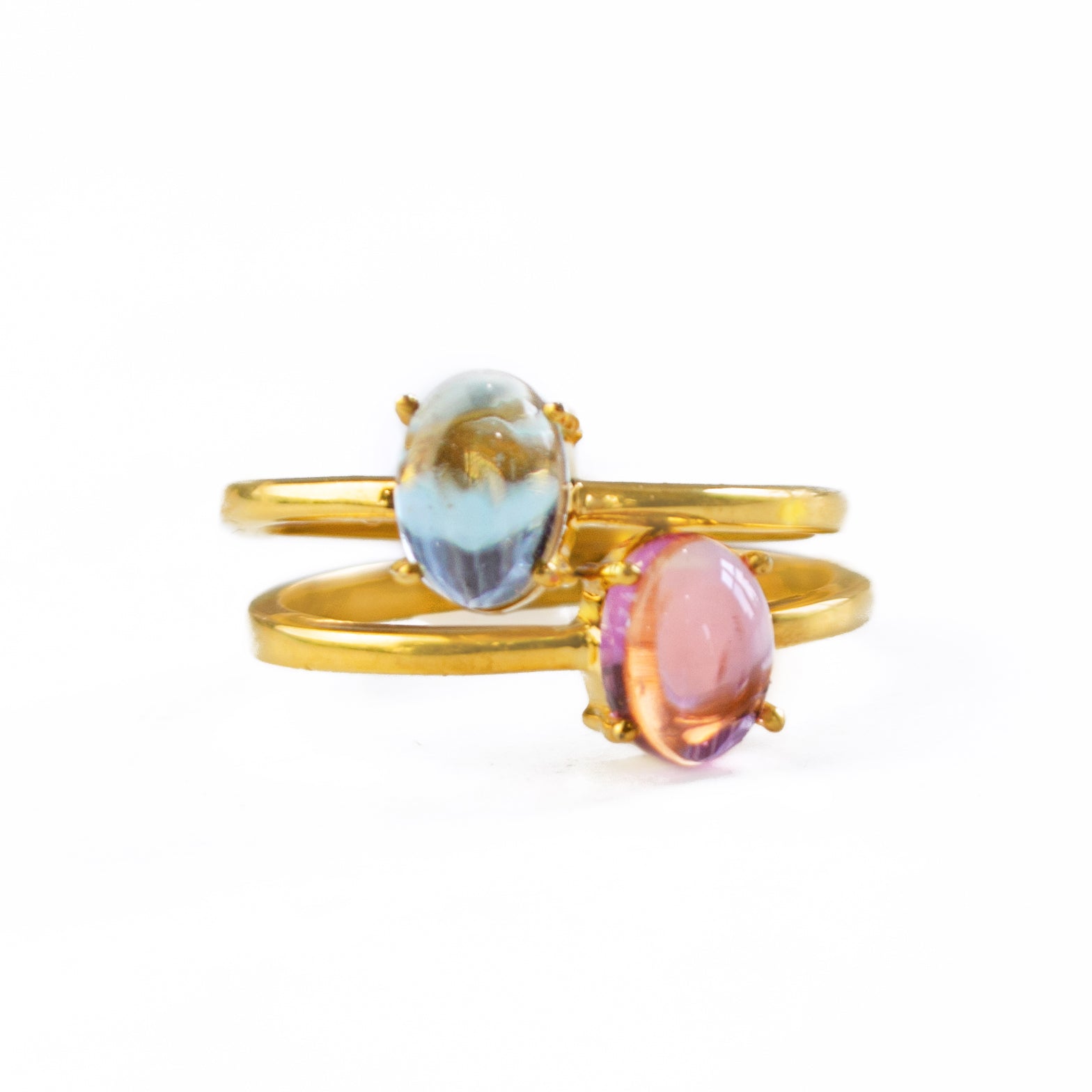 Stackable Prong-Set Cabochon Birthstone Rings - Main Image