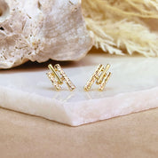 Custom Sun Ray Stud Earrings, Boho Style Post Earrings, Geometric Lines Earrings, Gold, Rose Gold, Silver, Bohemian Abstract Jewelry Gift for Women