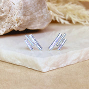 Custom Sun Ray Stud Earrings, Boho Style Post Earrings, Geometric Lines Earrings, Gold, Rose Gold, Silver, Bohemian Abstract Jewelry Gift for Women