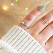 model wearing til death engraved ring. Custom Engraved, Name Engraving, Date Engraving, Coordinates Engraving, Initials, Short Quote, Secret Message, Love Note, Roman Numerals, Forever, Always, Promise ring, Soulmate, Best Friends, Family Bond, Anniversary Gift, Birthday Gift, Graduation Gift, Wedding Band, Couple Ring, Memorial Ring, valentine's day, Sentimental, Hidden Message, Minimalist Design, christmas, gift for husband, gift for wife