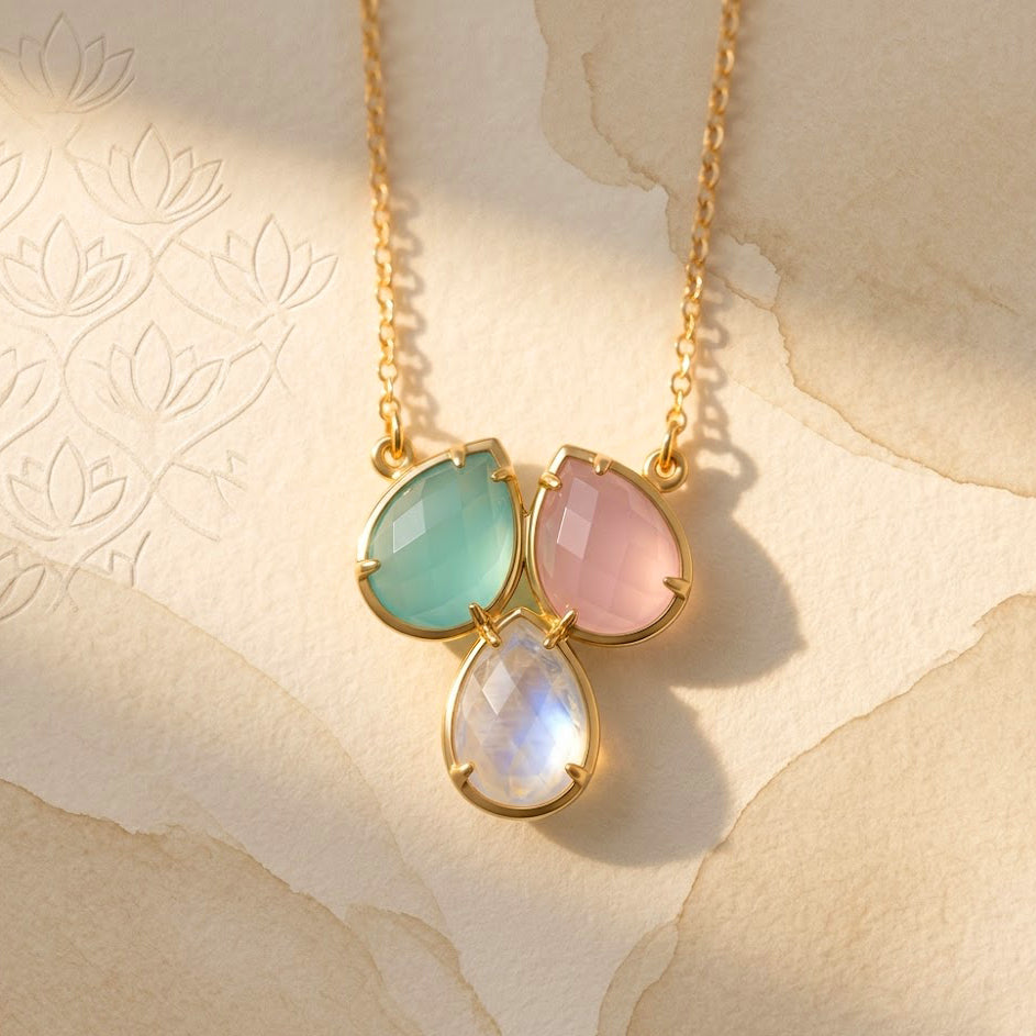 Custom 3 Birthstone Necklace for Mom | Teardrop Stones – Danique