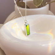 Peridot Vertical Bar Necklace : August Birthstone : Adira Series