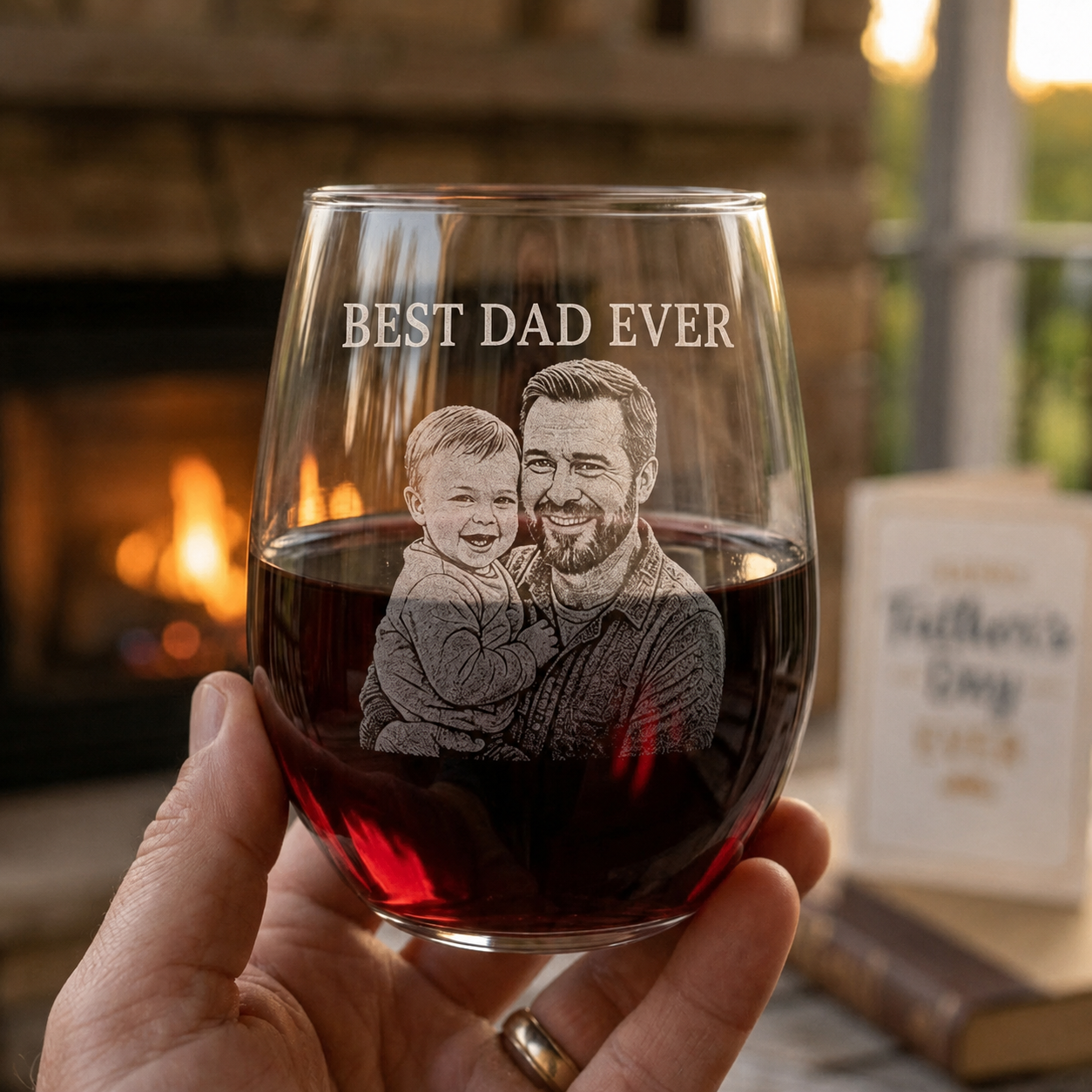 Custom Engraved Photo Wine Glass, Personalized Portrait Gift