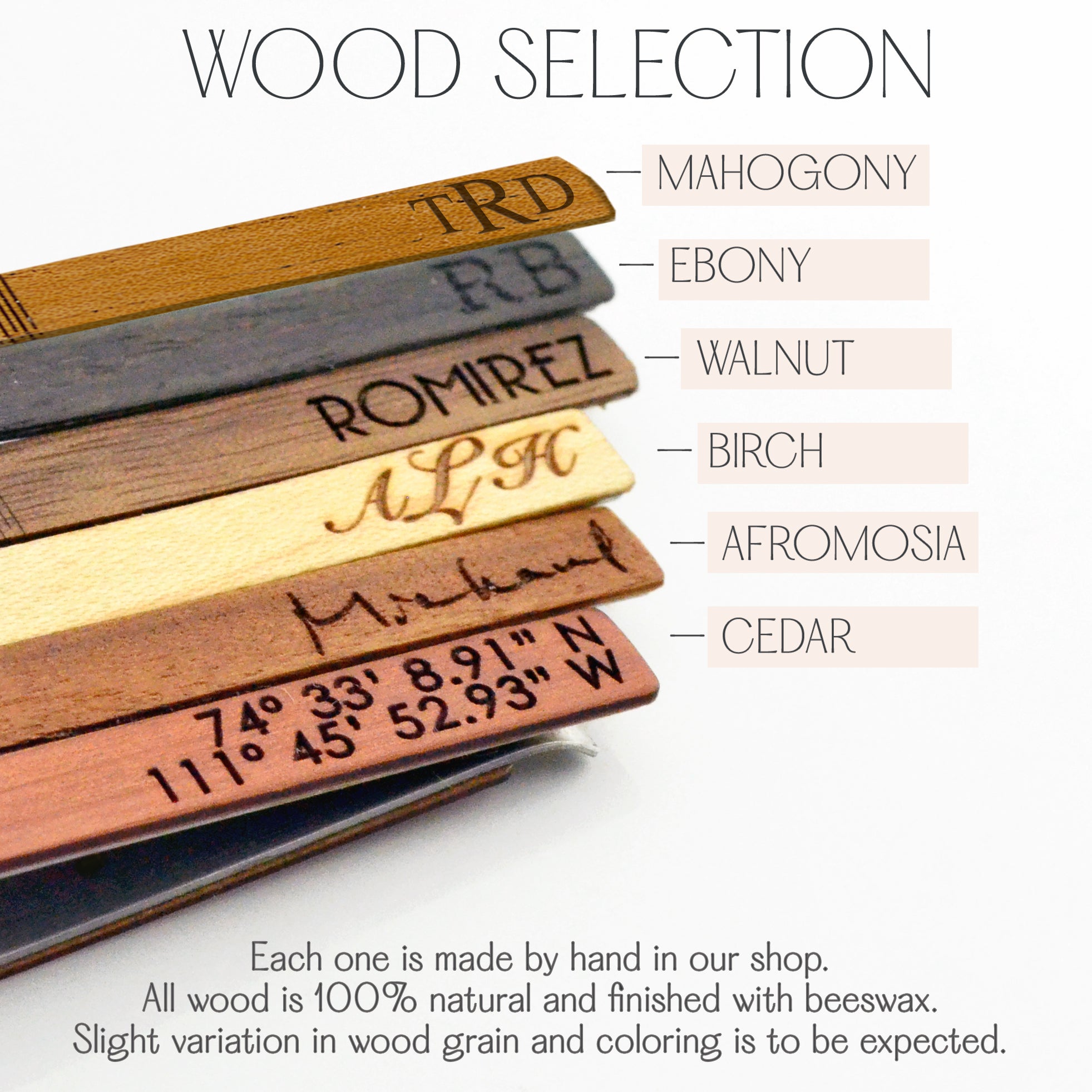 Wood selections for tie clip. Great gift for dads, Father's Day, Retirement, new job or promotion or for your wedding party, dad gift, fathers day gift, gift for dad, gift for him, christmas, groomsman gift, promotion gift, grad gift, graduation gift. anniversary gift,Customize cufflinks for a graduate, new promotion, prom, formal events, groomsman or wedding party gifts. gift ready. mens anniversary gifts, gifts for men, christmas gifts for him, valentine's day gifts for men, gift for husband