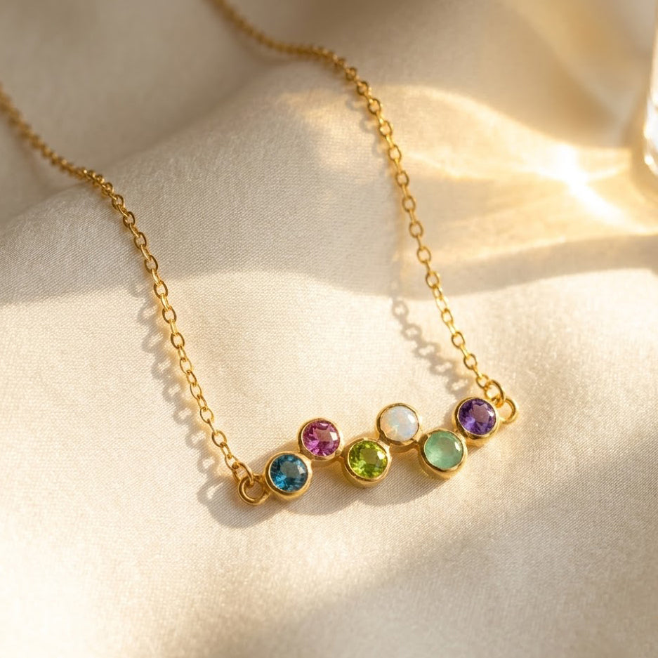 Zigzag Birthstone Necklace for Mom | Up to 6 Stones – Danique Jewelry