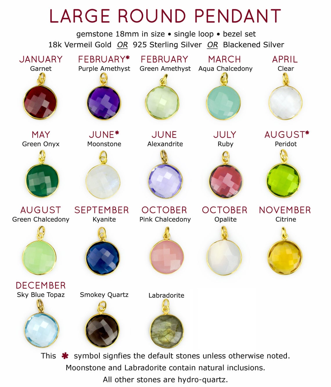 Personalized Round Birthstone Necklace Initial Charm