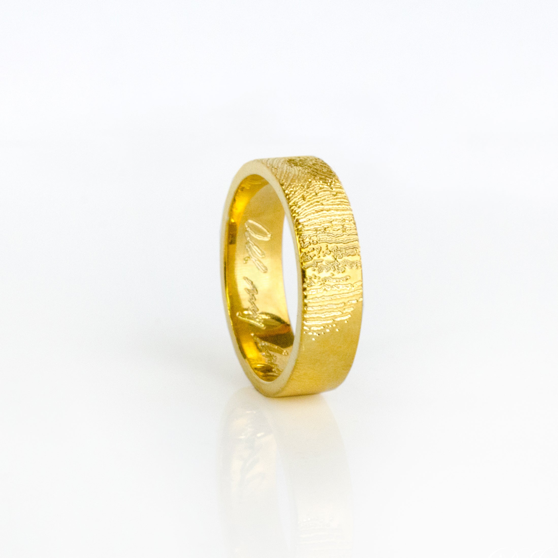 Custom Fingerprint Unisex Wide Ring Band 6mm Sterling Silver Gold Vermeil Personalized Memorial Christmas Gift for Loss of Family Member Danique Jewelry