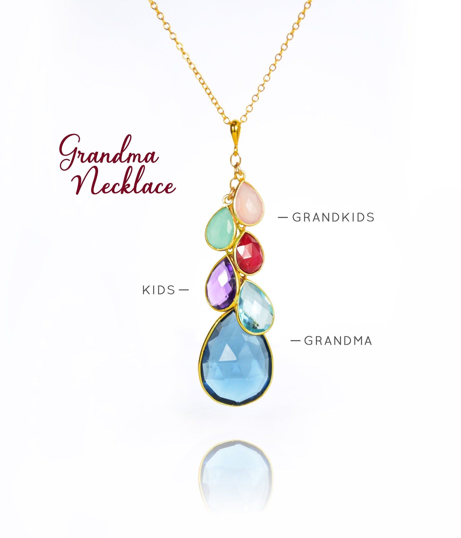 Teardrop Pendant Family Cascade Necklace for Grandmother Danique Jewelry