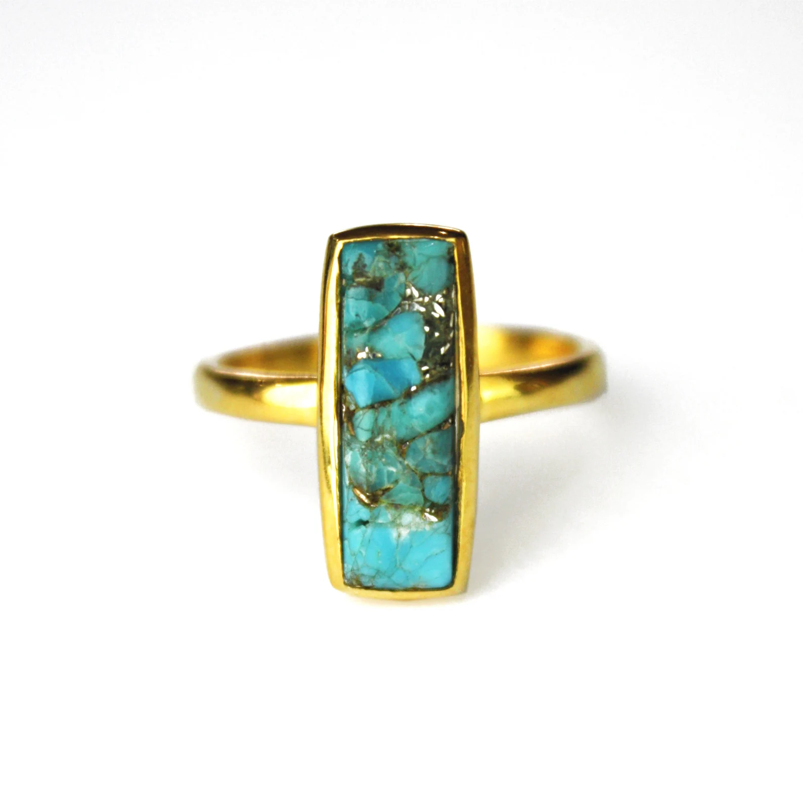 Copper Turquoise Bar Ring December Birthstone – Danique Jewelry