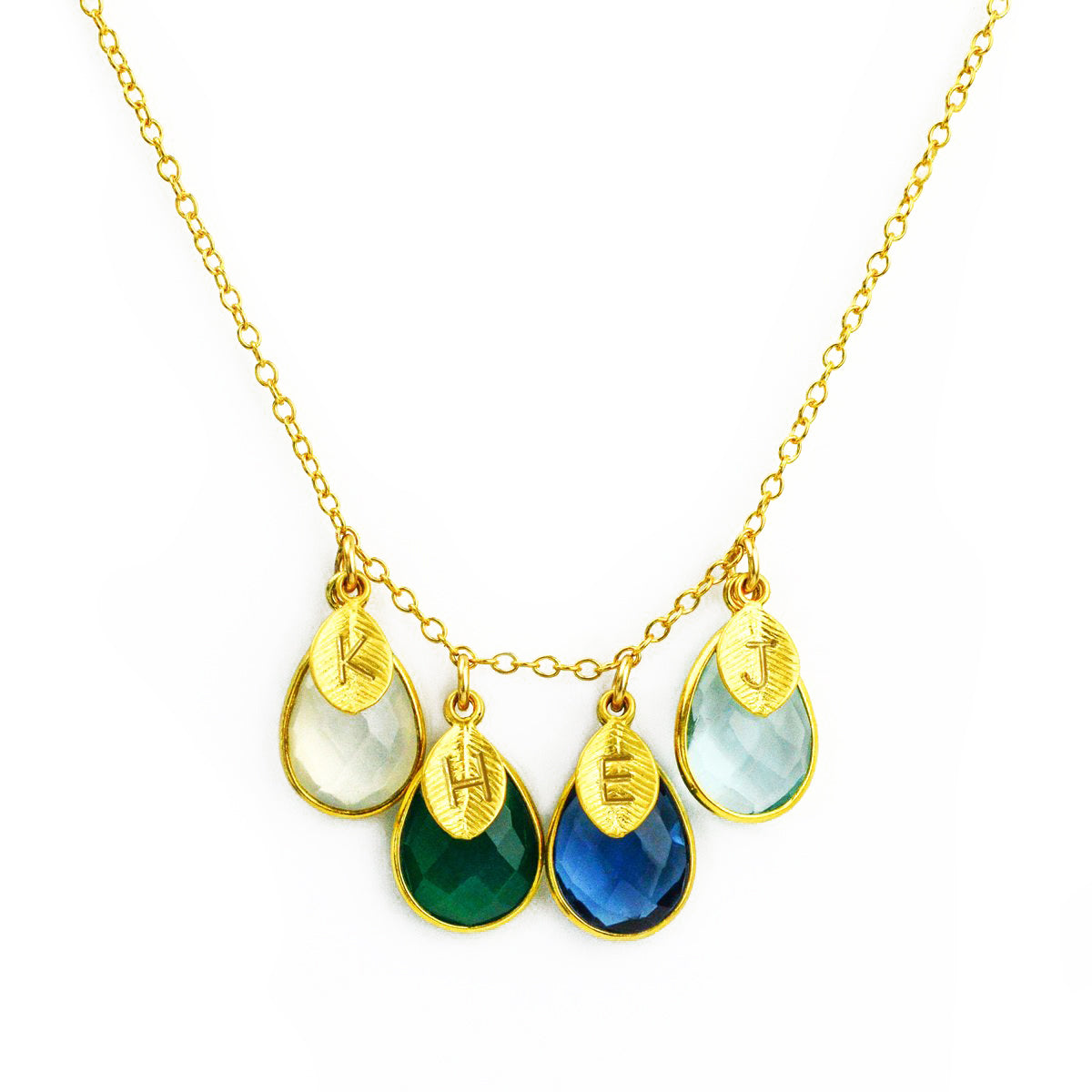 Custom Mother’s Necklace with Kid’s Birthstones & Letter Charms