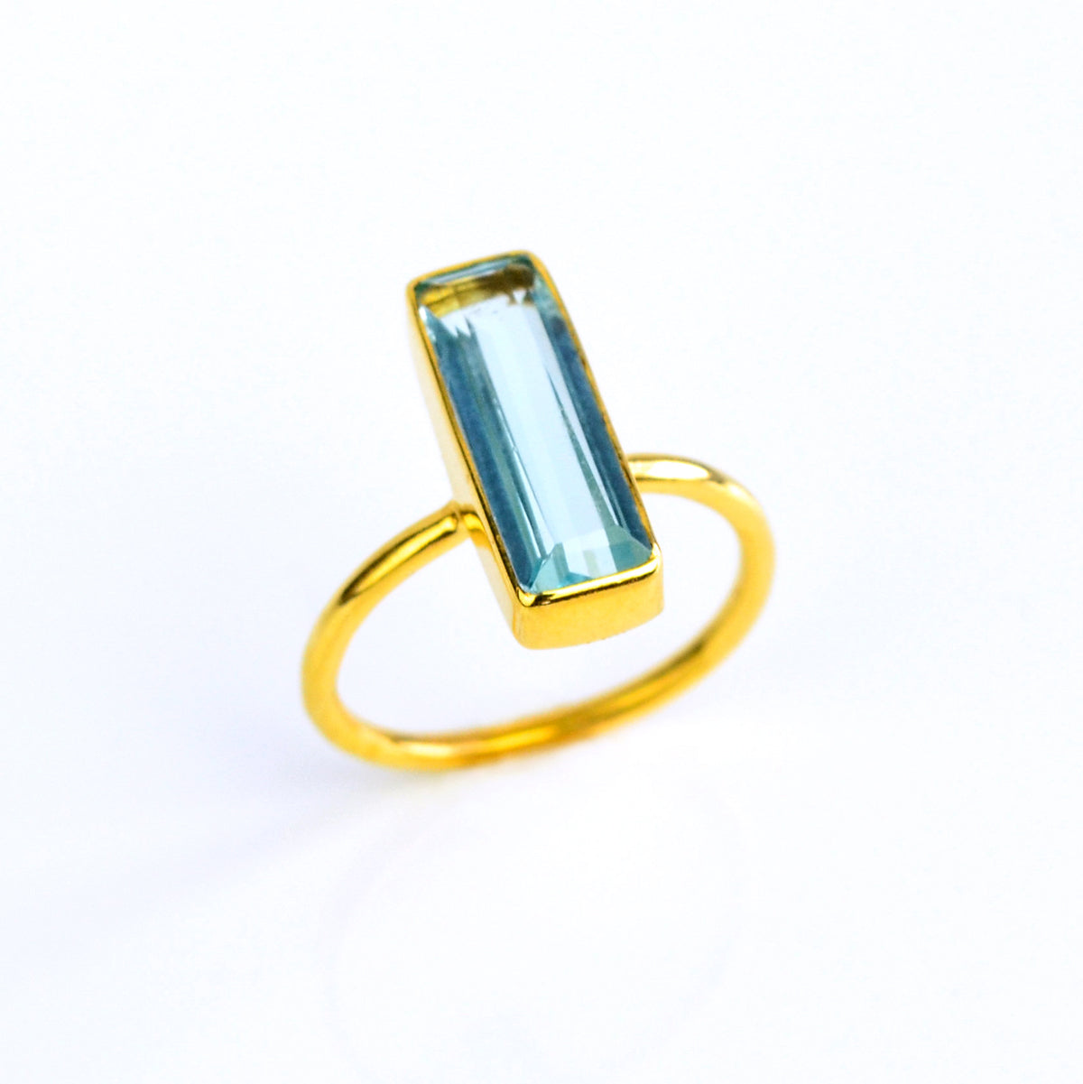 Sky Blue Topaz Bar Ring December Birthstone - Main Image
