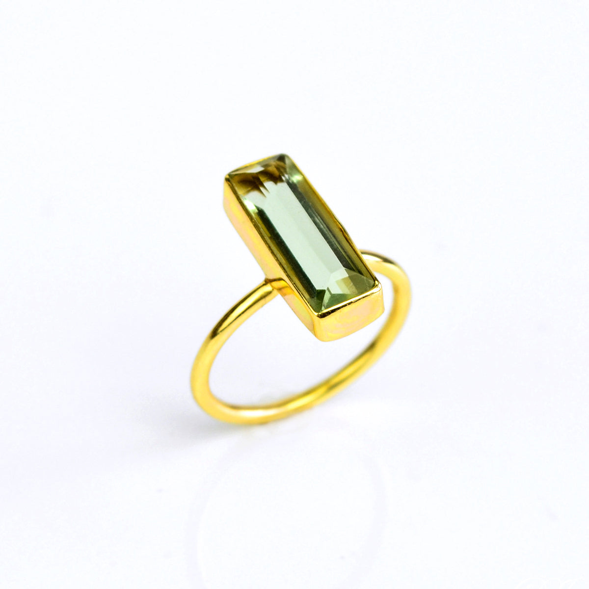 Green Amethyst Bar Ring February Birthstone – Danique Jewelry