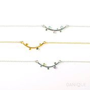 Curved Bar Necklace with Birthstones Sterling Silver, Rose Gold, Gold, Family Tree Christmas Gift for Grandmother, Stocking Stuffer Necklace for Mom