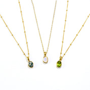 Oval Cut Birthstone Bezel Pendant Necklace