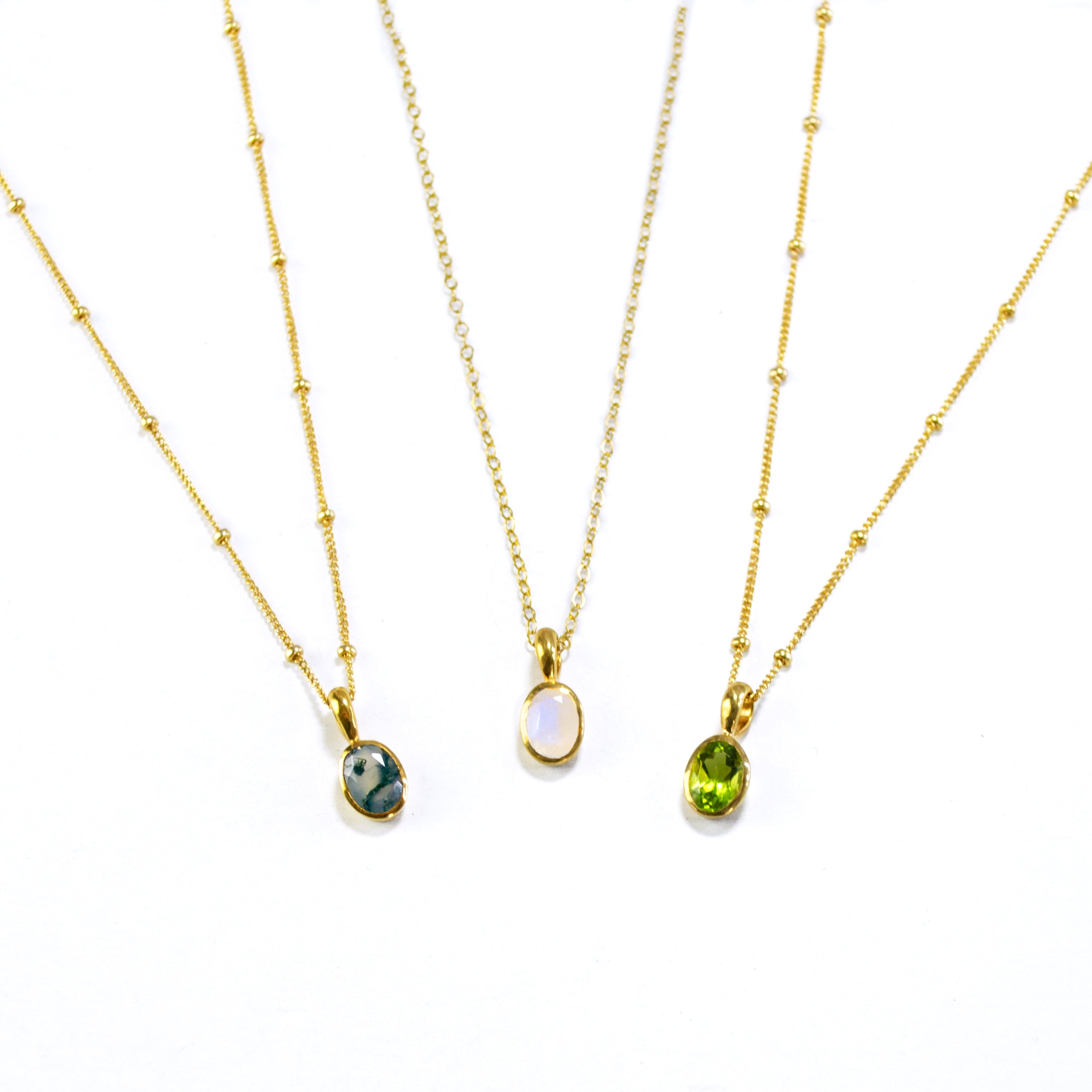 Oval Cut Birthstone Bezel Pendant Necklace