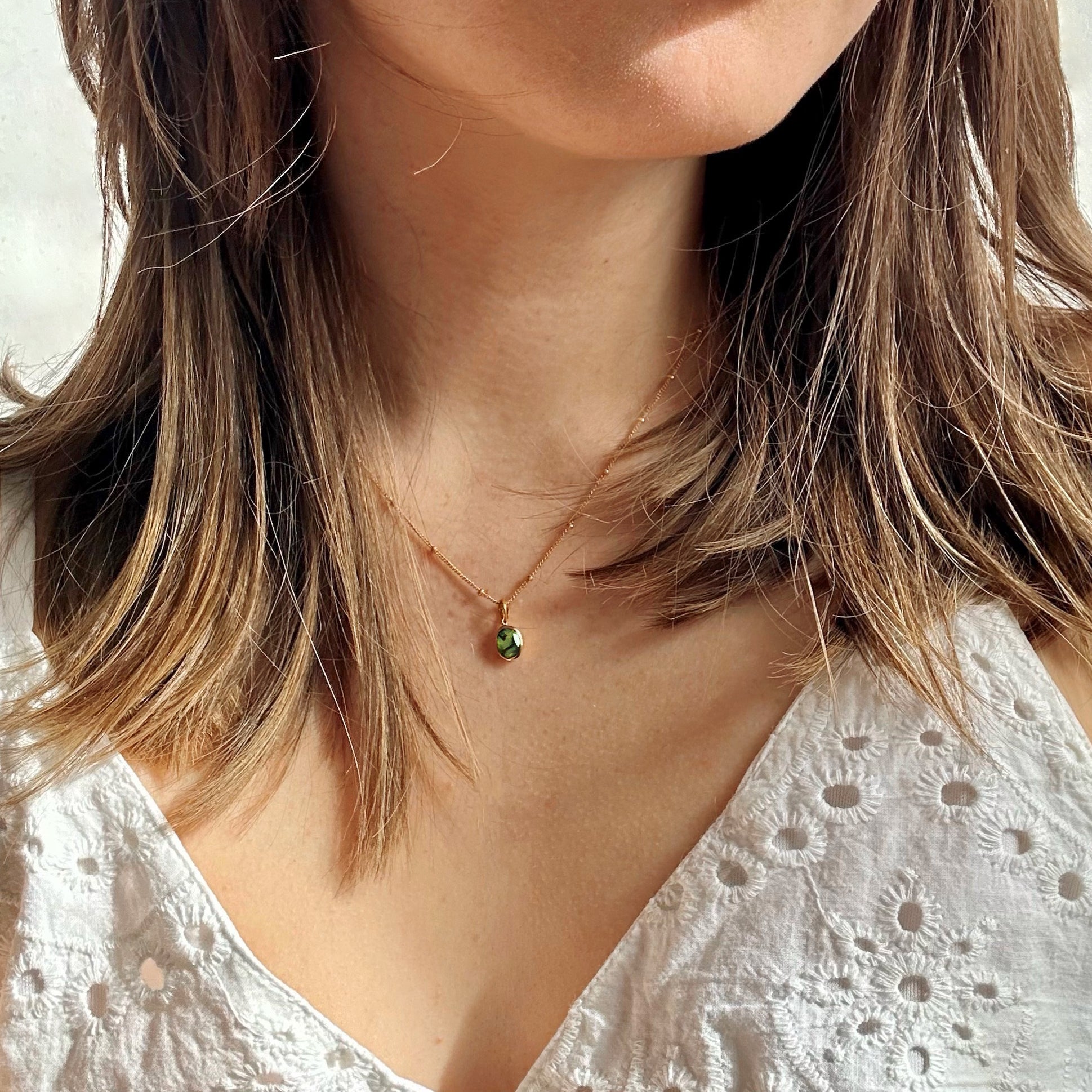 Oval Cut Birthstone Bezel Pendant Necklace