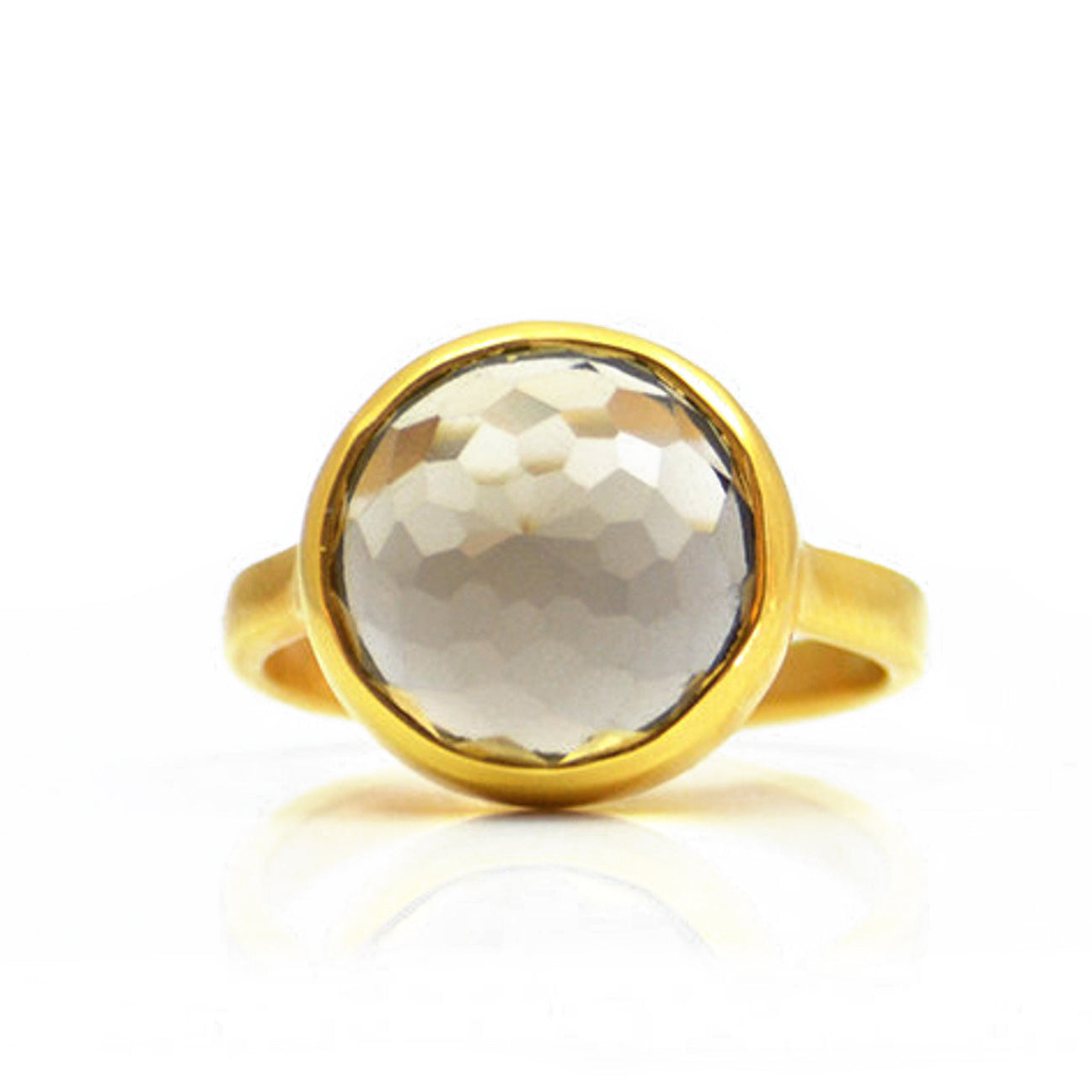 Smokey Quartz round bezel set ring – Danique Jewelry