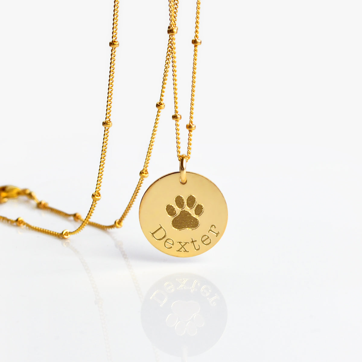 Actual Paw Print Disc Necklace, Custom Pet Memorial Jewelry Gift for Animal Lovers