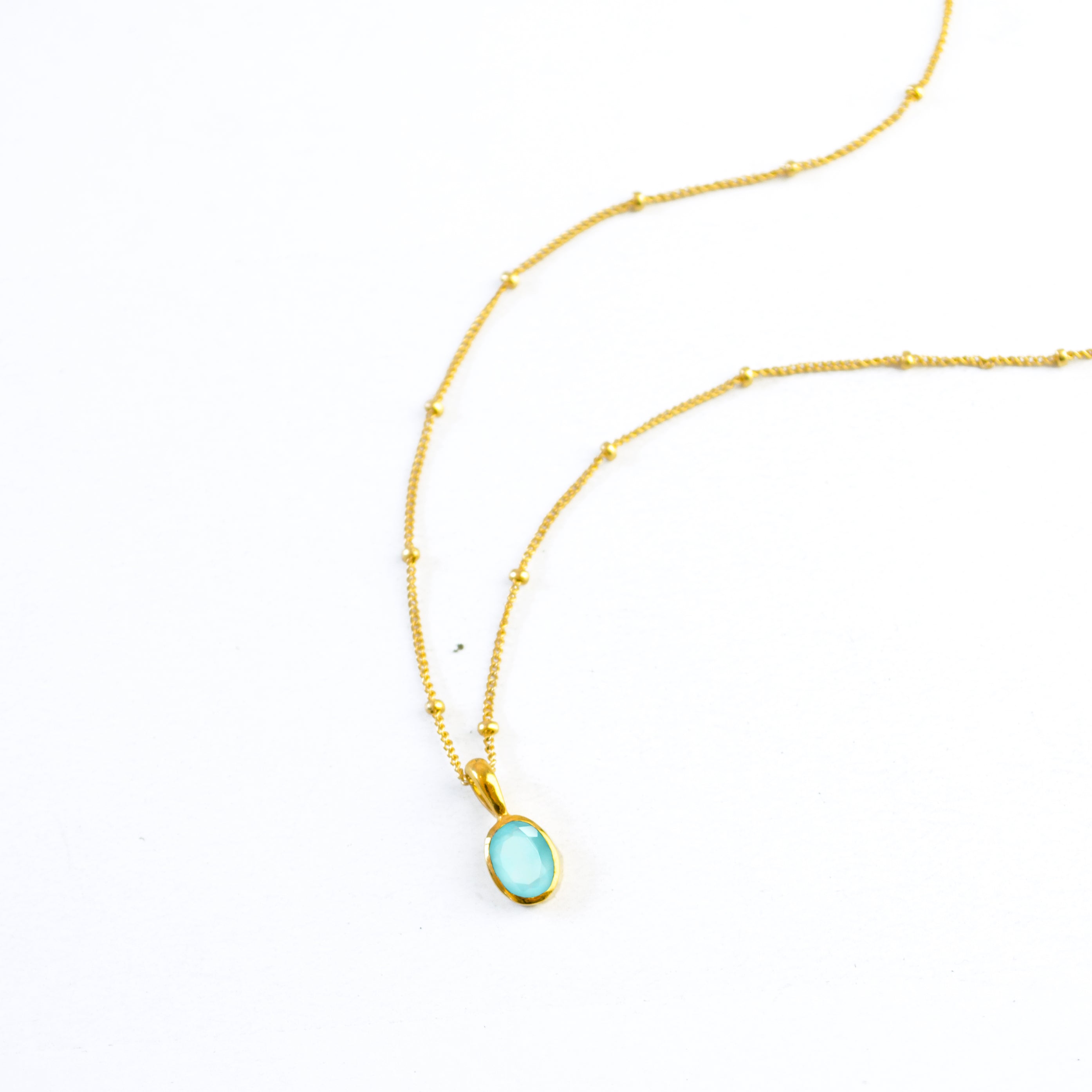 Oval Cut Birthstone Bezel Pendant Necklace