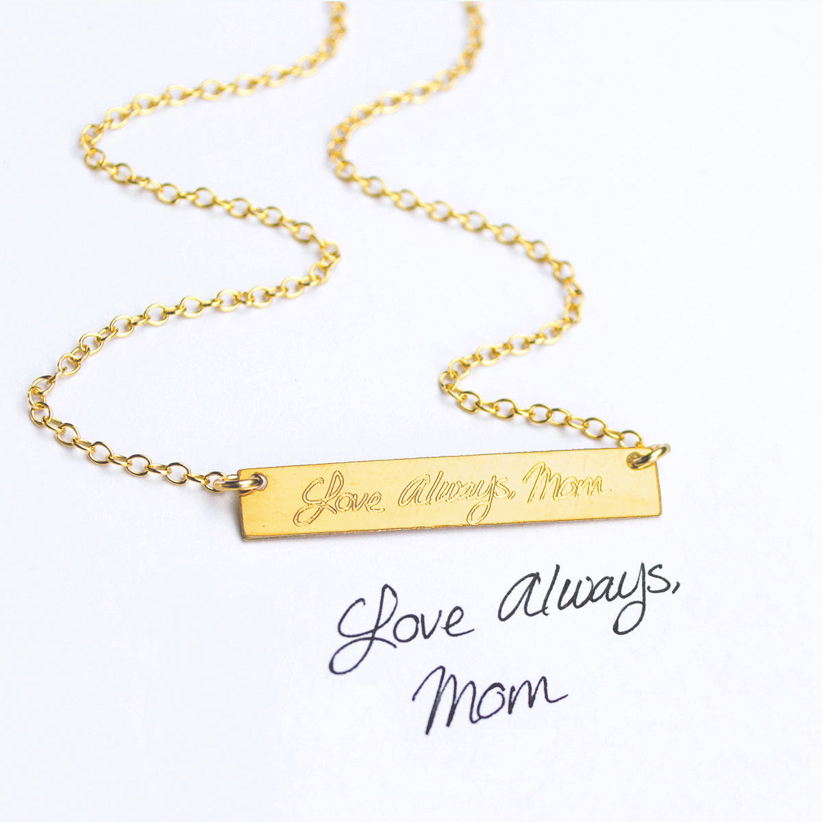 Actual Handwriting Photo Bar Necklace Unique Gift for Women