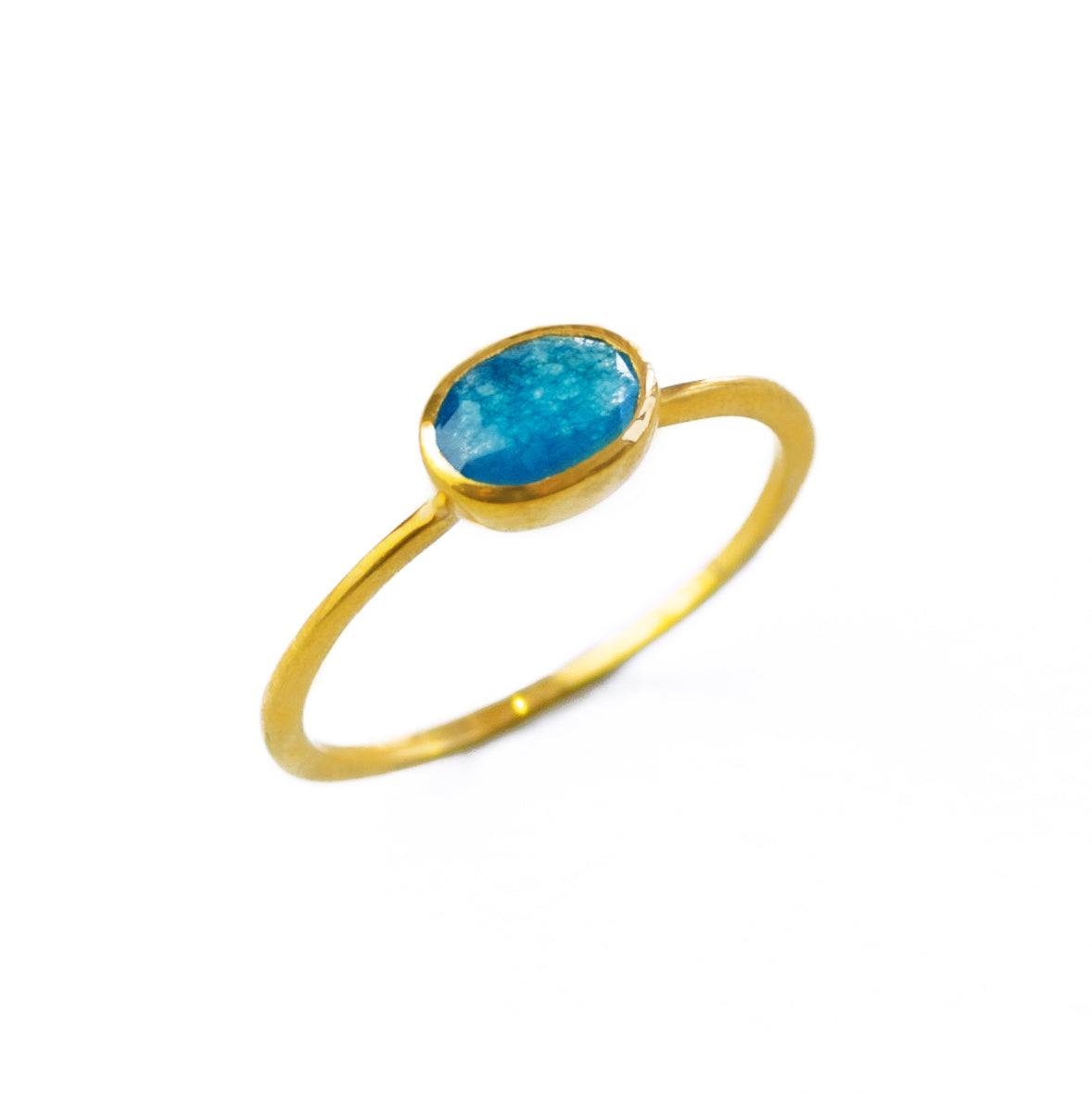 Small Oval Blue Black Jade Ring